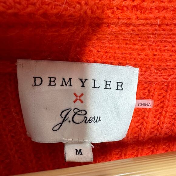 DEMYLEE x J.CREW Long Open Front Cardigan Sweater Wool Orange Sz M $248 {205} - Picture 5 of 6